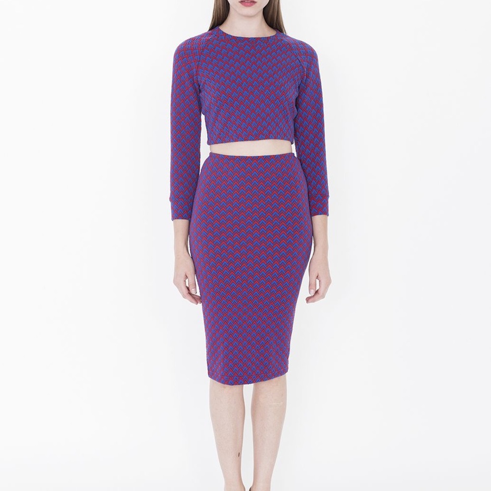 American Apparel Pencil Skirt - red and blue chevron